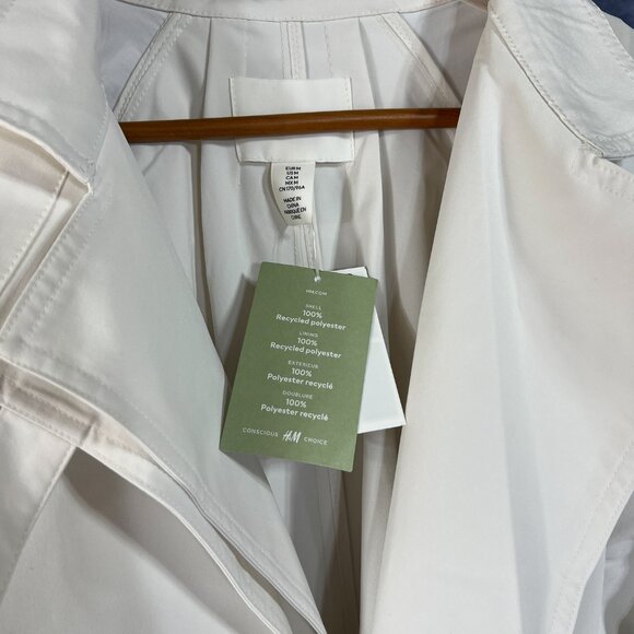 H&M White Trench Coat Sz M - Picture 4 of 5